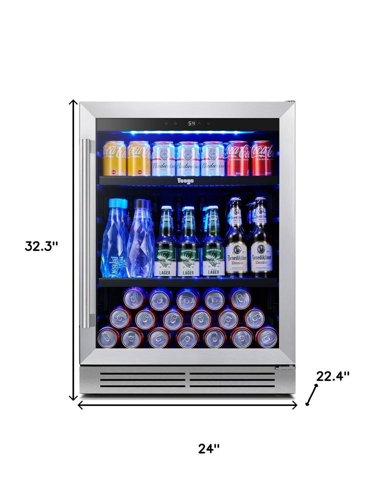 32" X 24" Silver Stainless Steel Single Compartment Can Beverage Refrigerator