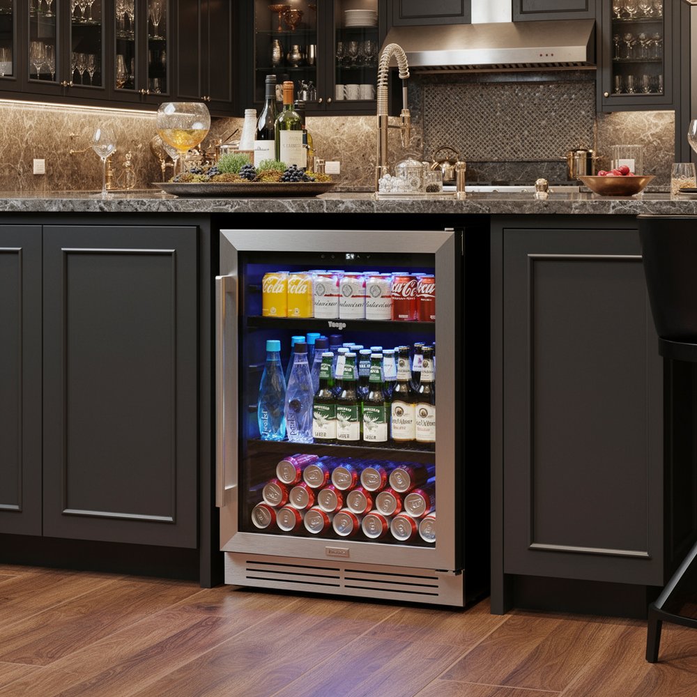 32" X 24" Silver Stainless Steel Single Compartment Can Beverage Refrigerator