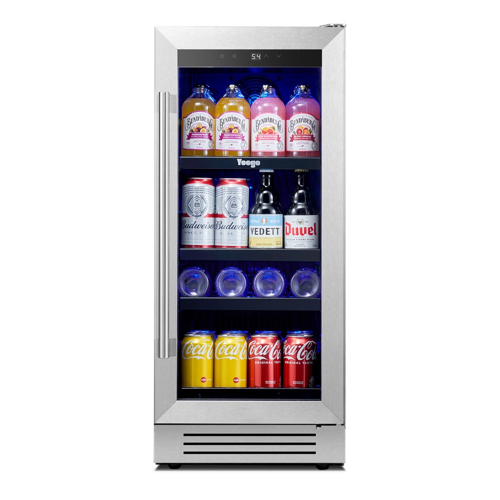 34" X 15" Silver and Black Stainless Steel Single Compartment Can Beverage Refrigerator