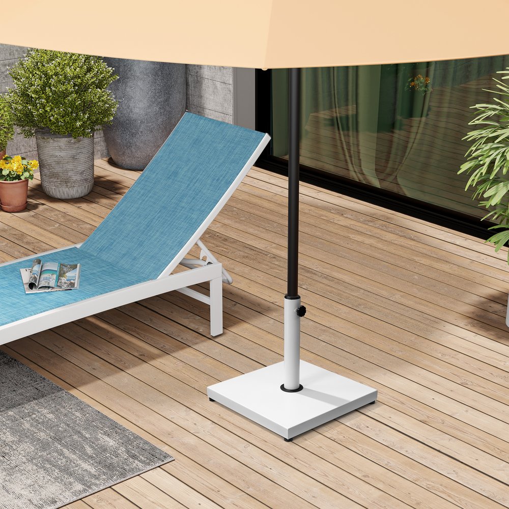 White Market Umbrella Fillable Steel In Ground Adjustable Umbrella Base