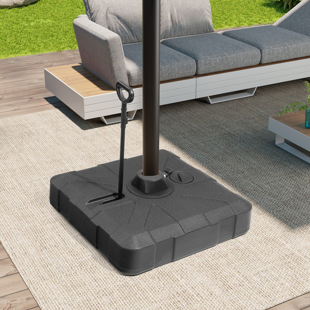 Black Cantilever Umbrella Fillable Steel In Ground Umbrella Base With Wheels