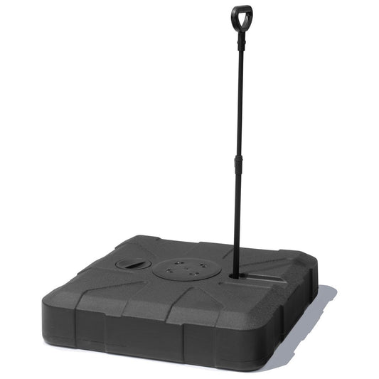 Black Cantilever Umbrella Fillable Steel In Ground Umbrella Base With Wheels