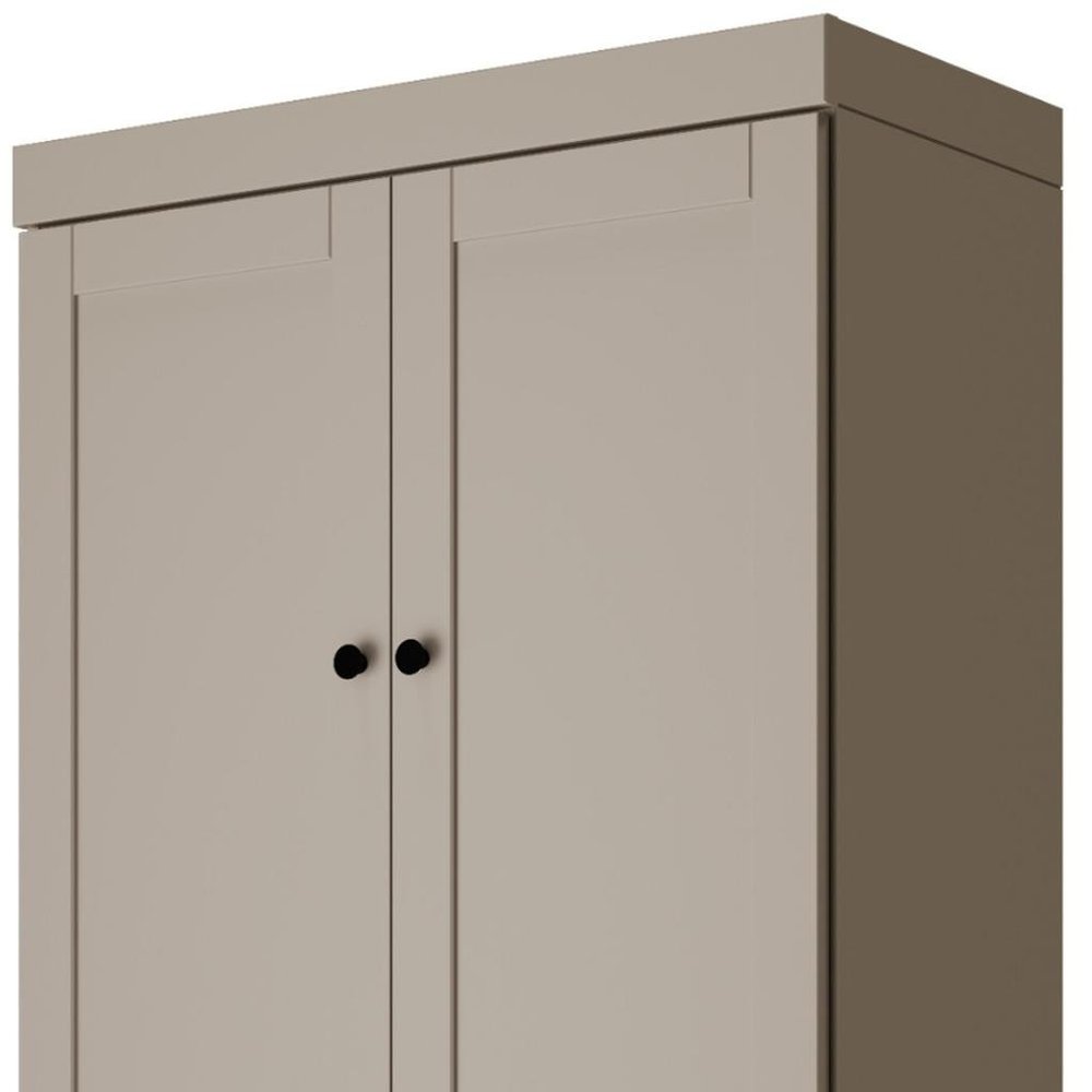 72" Beige Solid Wood Four Door Two Drawer Pantry Or Storage Closet