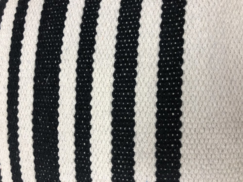 Set of Two White And Black Striped Cotton Throw Pillows with Texture