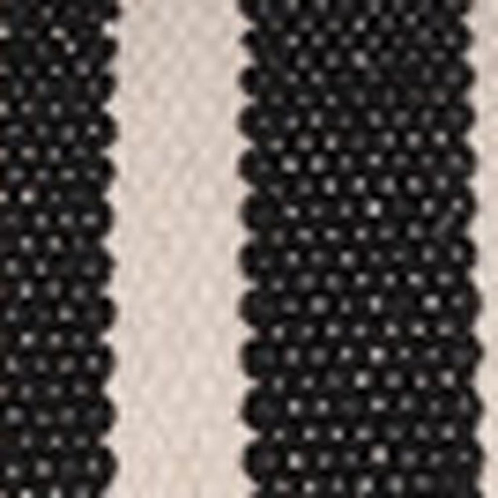 Set of Two White And Black Striped Cotton Throw Pillows with Texture