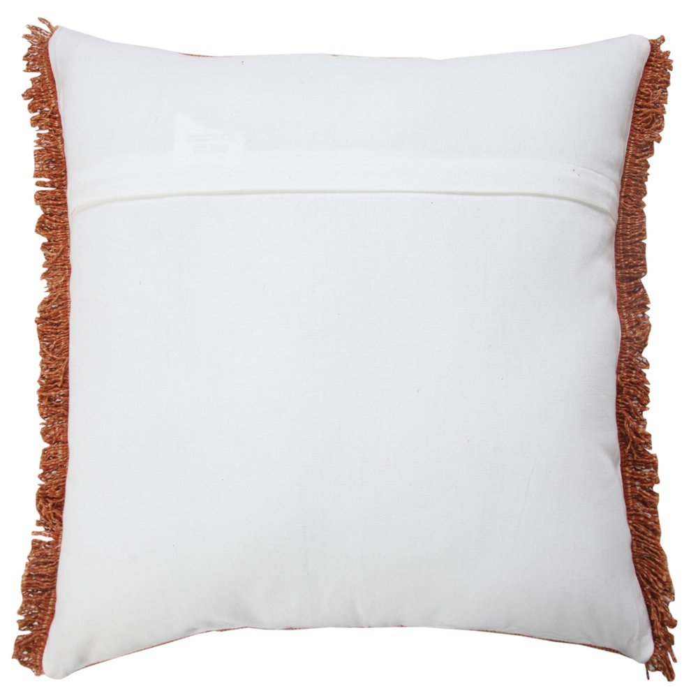 Set of Two Brown And White Cotton Throw Pillows with Fringe