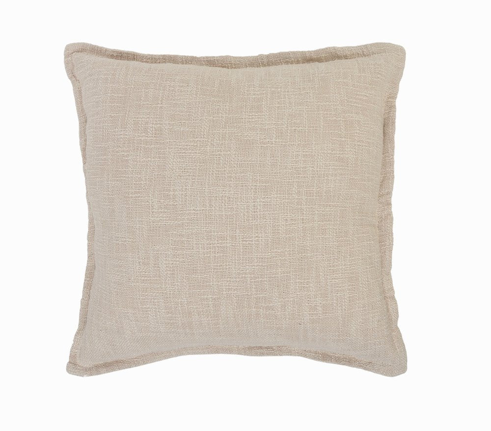 Set of Two Cream And Beige Cotton Throw Pillows