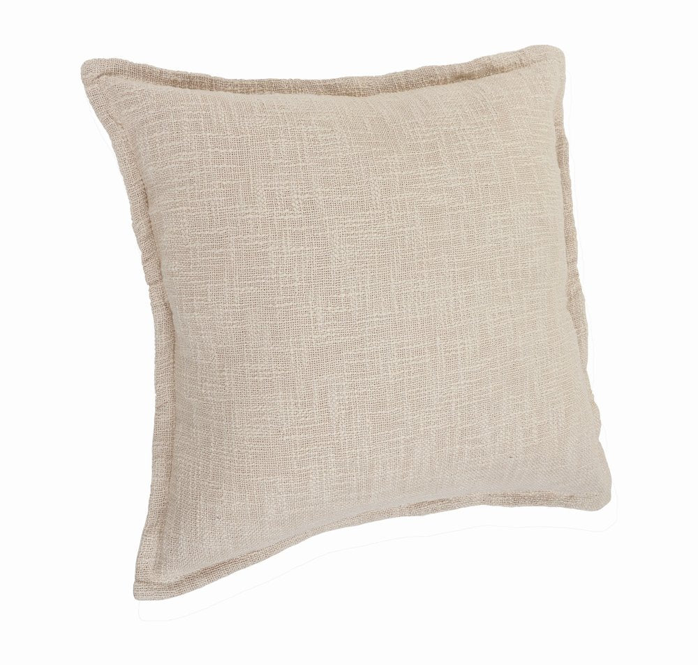 Set of Two Cream And Beige Cotton Throw Pillows