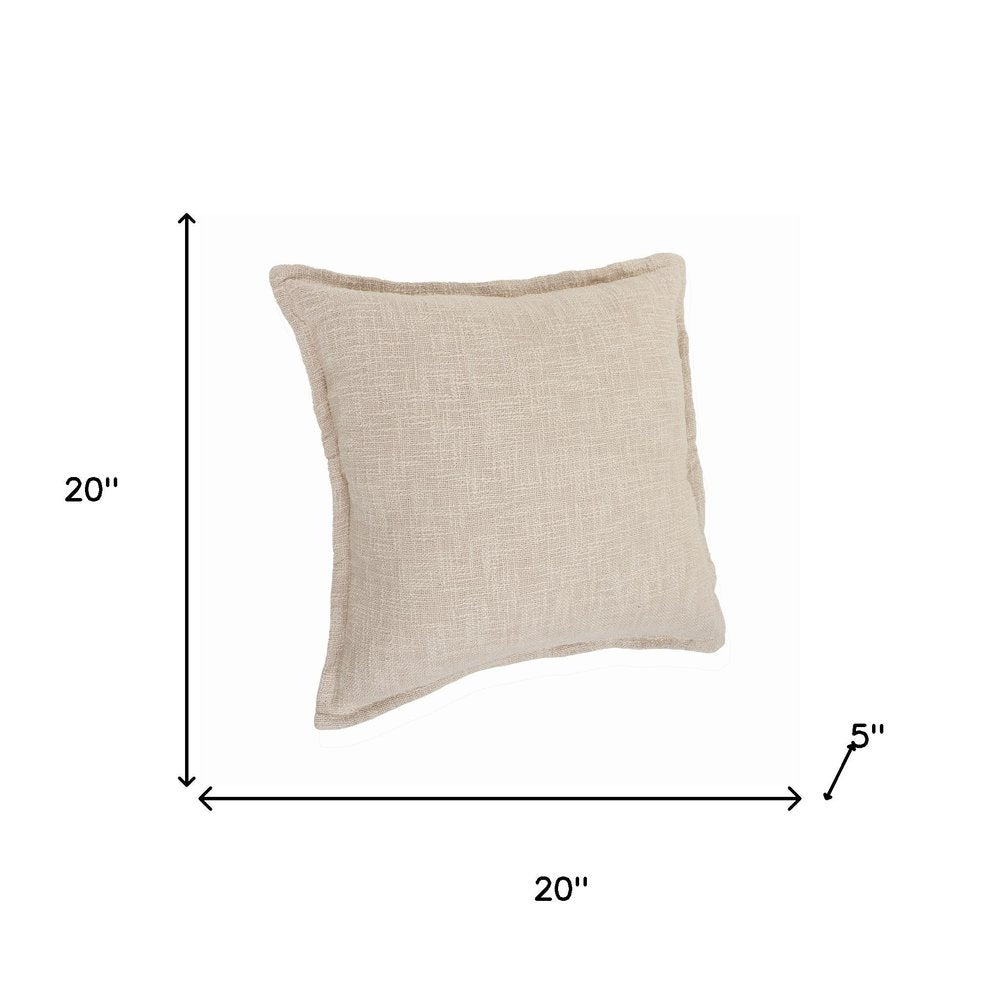 Set of Two Cream And Beige Cotton Throw Pillows
