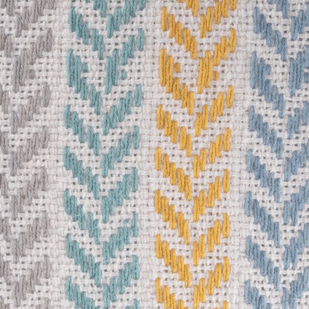 Set of Two Yellow And Blue Chevron Cotton Throw Pillows with Texture