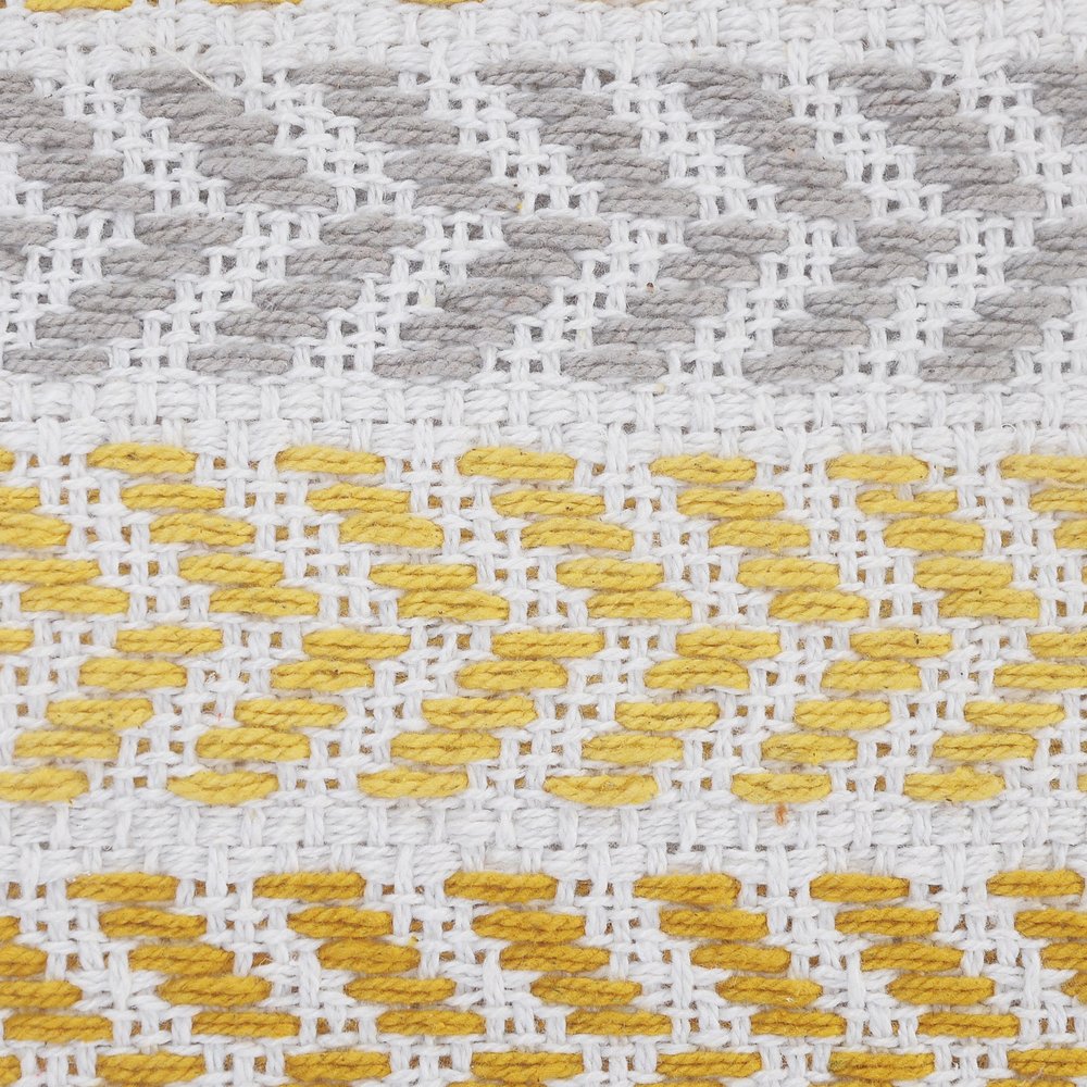 Set of Two Yellow And White Chevron Cotton Throw Pillows with Texture