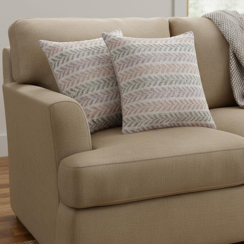 Set of Two Lilac And White Chevron Cotton Throw Pillows with Texture