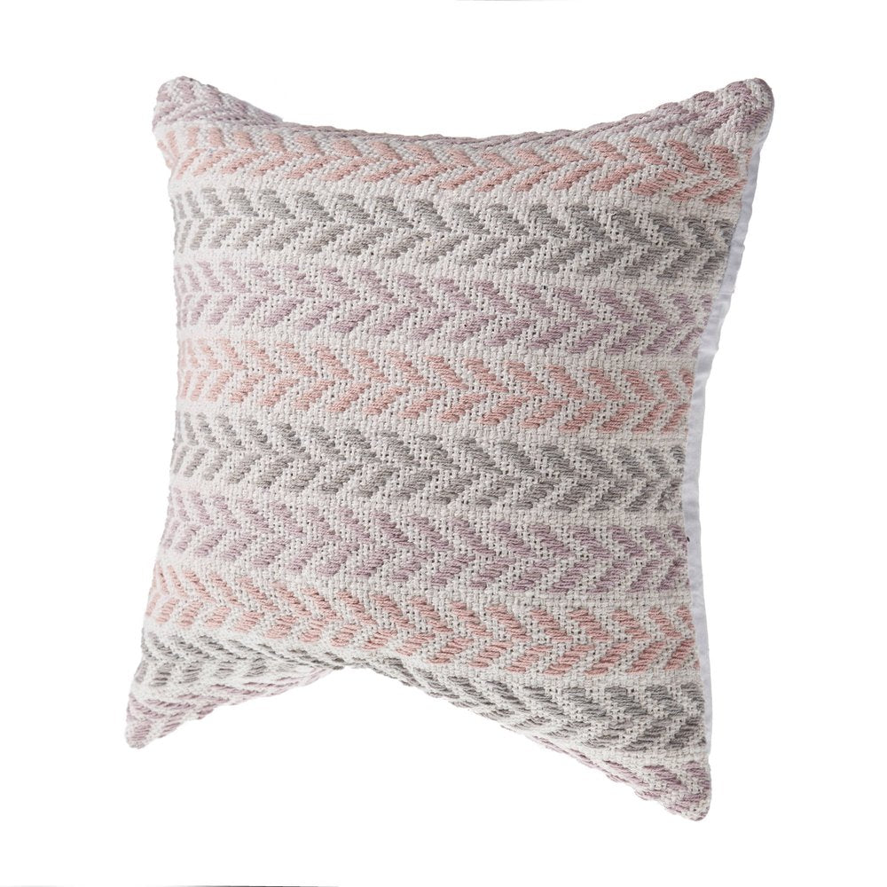 Set of Two Lilac And White Chevron Cotton Throw Pillows with Texture