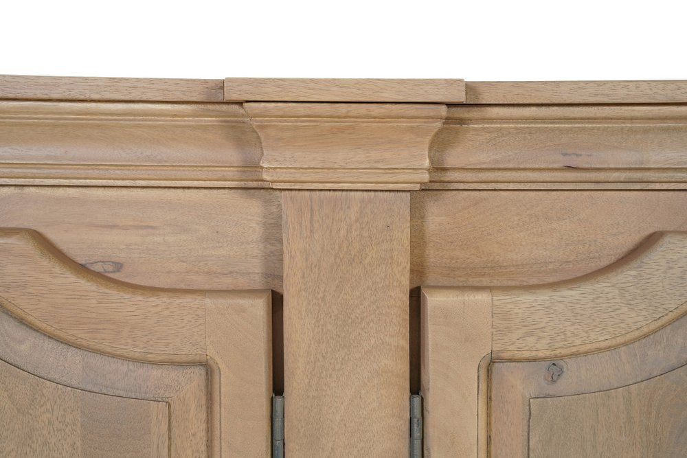100" Brown Solid Wood Paneled Sideboard With Six Doors