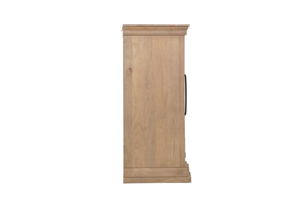 100" Brown Solid Wood Paneled Sideboard With Six Doors