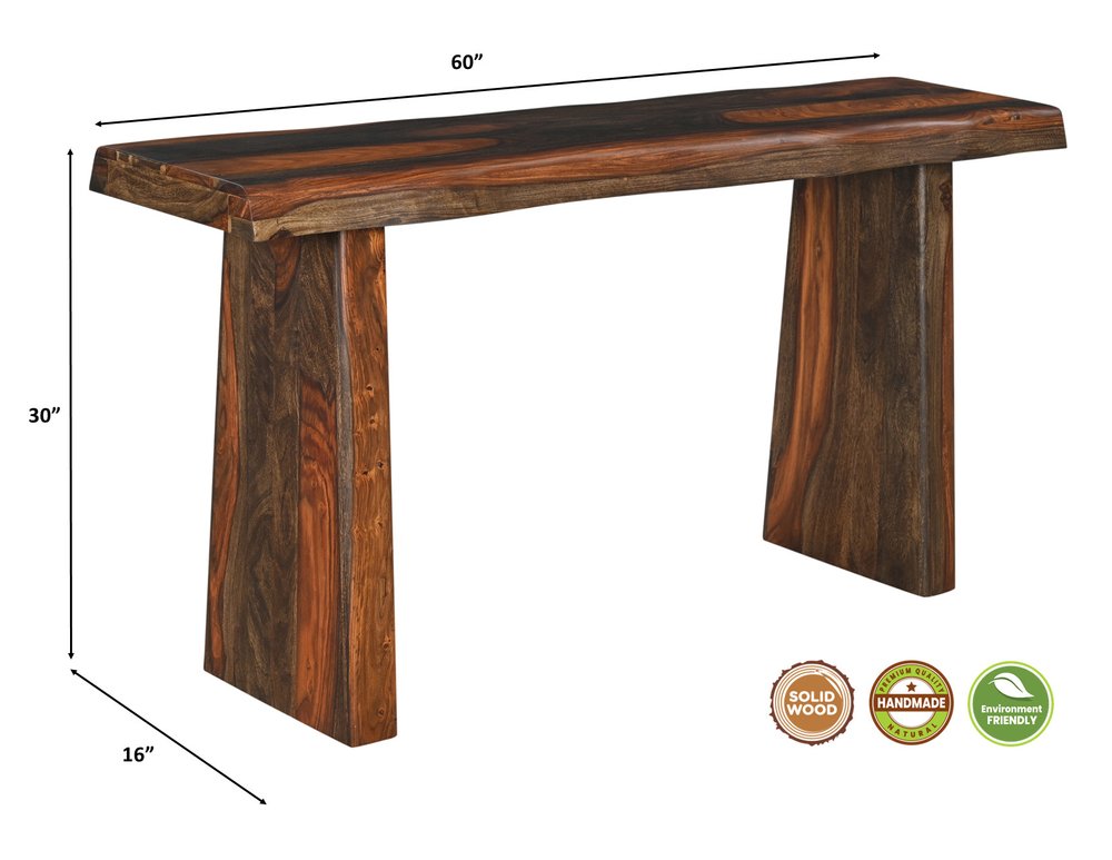 Set of Three Brown Solid Wood Sled Furniture Set