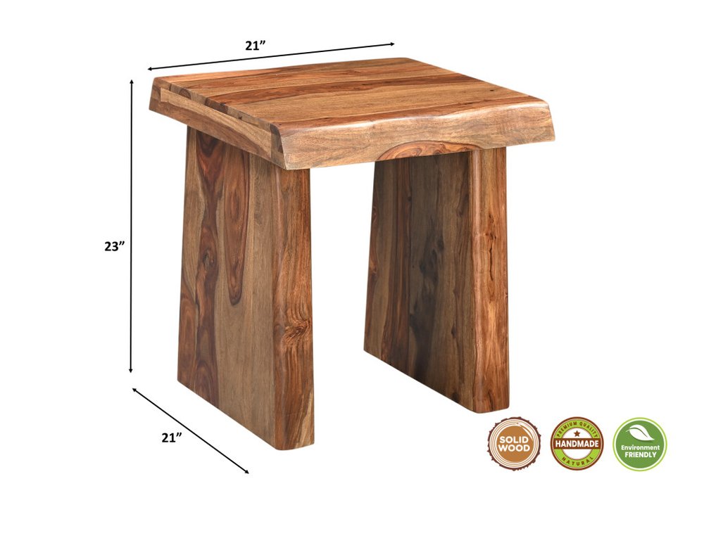 Set of Three Brown Solid Wood Sled Furniture Set