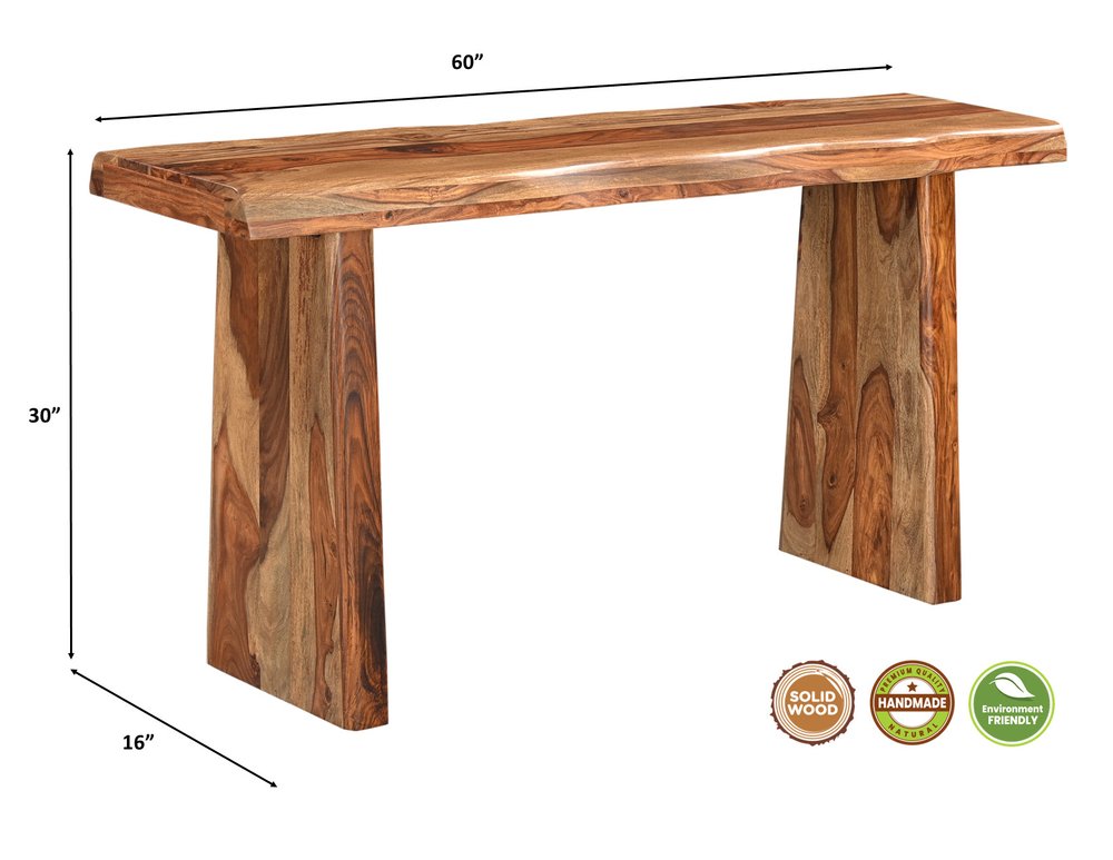 Set of Three Brown Solid Wood Sled Furniture Set