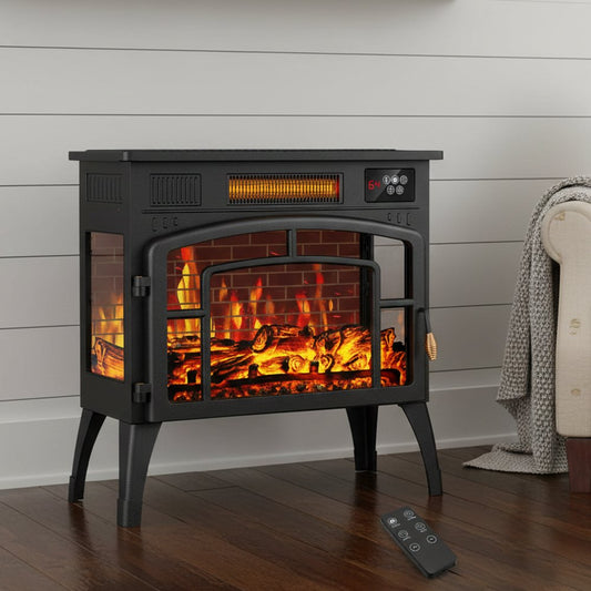 23" Black Metal Electric Fireplace