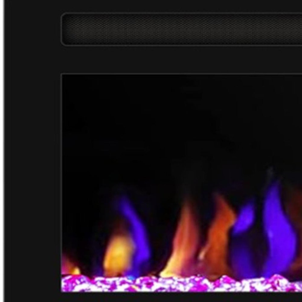 72" Black Metal Electric Fireplace