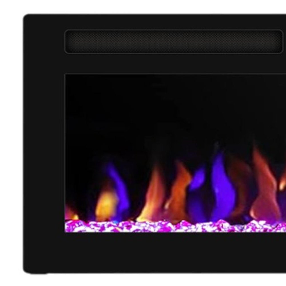 72" Black Metal Electric Fireplace
