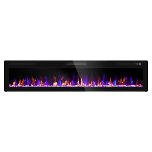 72" Black Metal Electric Fireplace