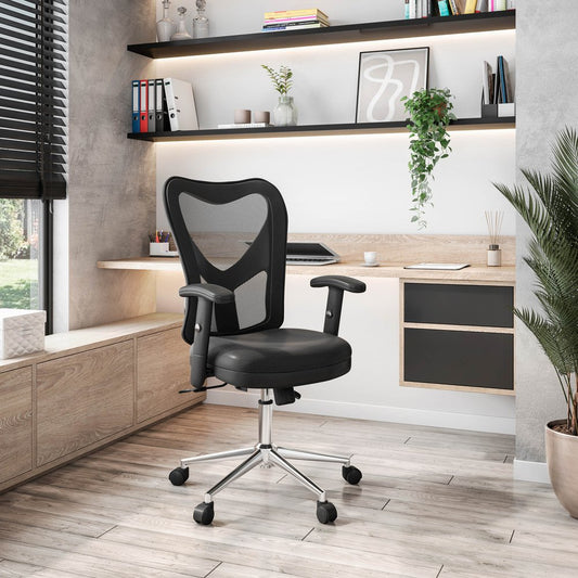 Black and Silver Adjustable Height Swivel Rolling Office Chair