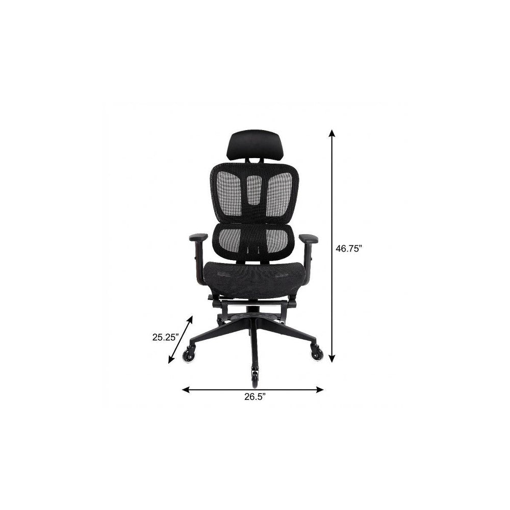 Black Adjustable Height Swivel Rolling Office Chair