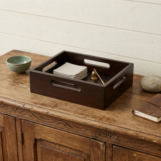 13" Black Solid Wood Organizing Box