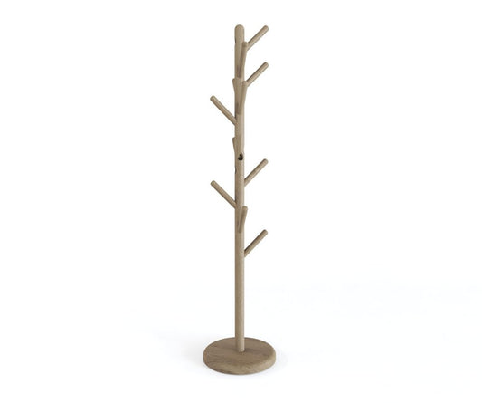67" Gray Solid Wood Ten Hook Freestanding Coat Rack
