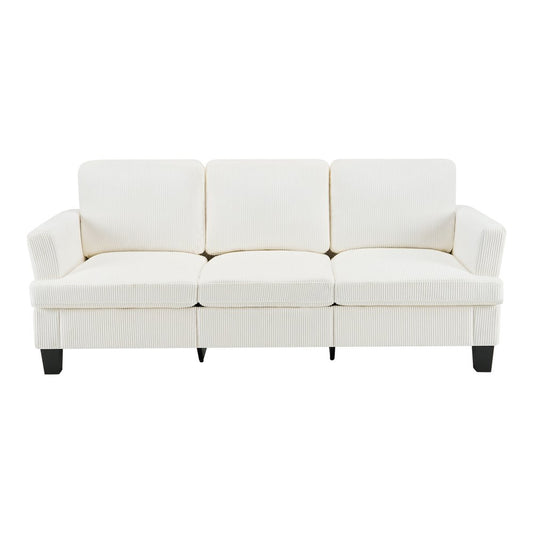 84" White Corduroy Sofa