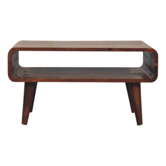 26" Brown Solid Wood Enclosed and Open Storage TV Stand
