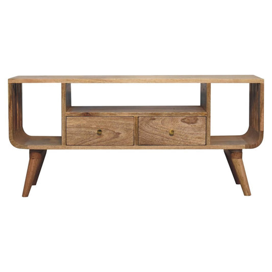 43" Brown Solid Wood Enclosed and Open Storage TV Stand
