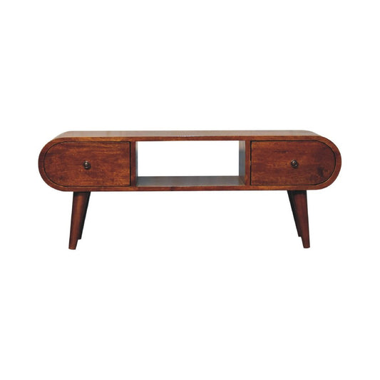 39" Brown Solid Wood Enclosed and Open Storage TV Stand