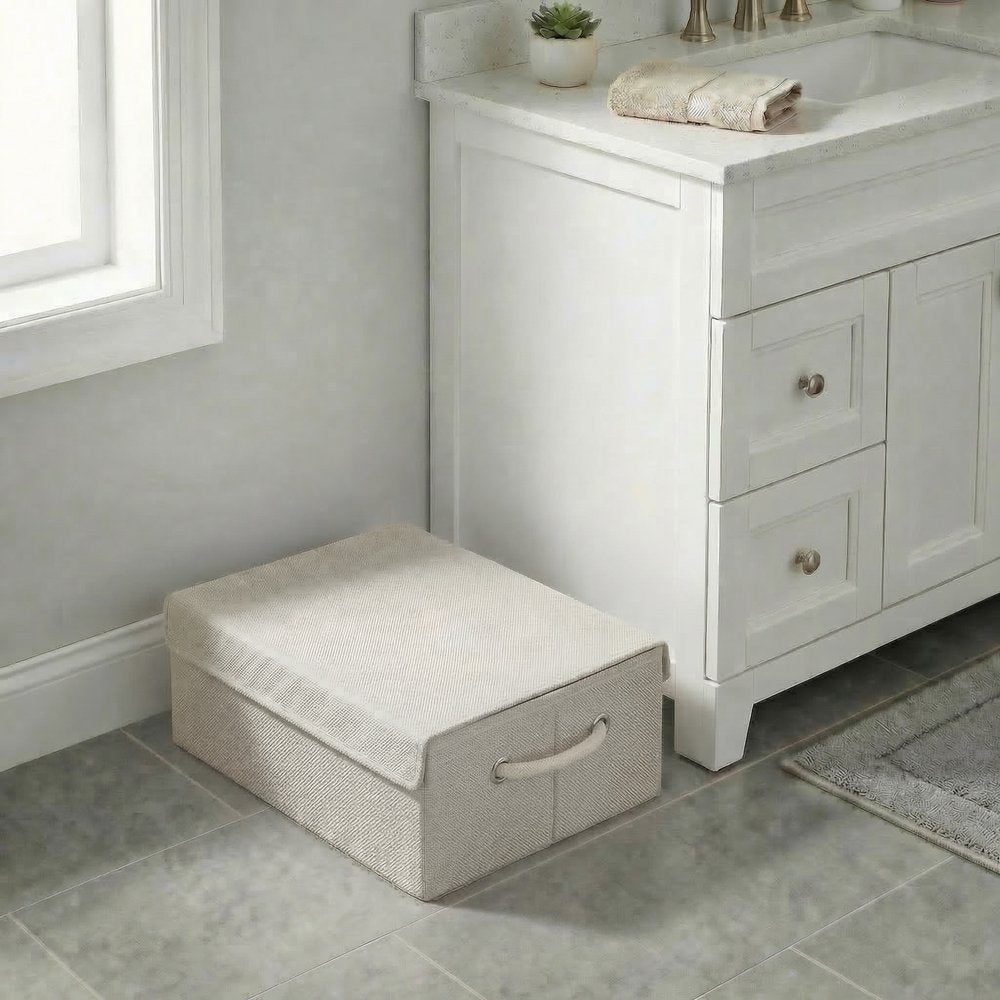 10" Off White Wicker Free Standing Single Door Linen Cabinet