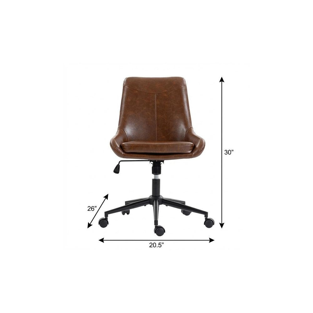 Light Brown and Black Adjustable Height Swivel Rolling Office Chair