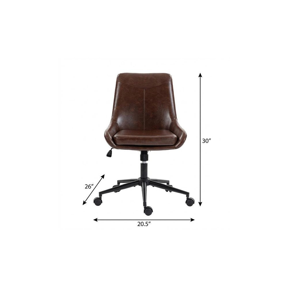 Dark Brown and Black Adjustable Height Swivel Rolling Office Chair