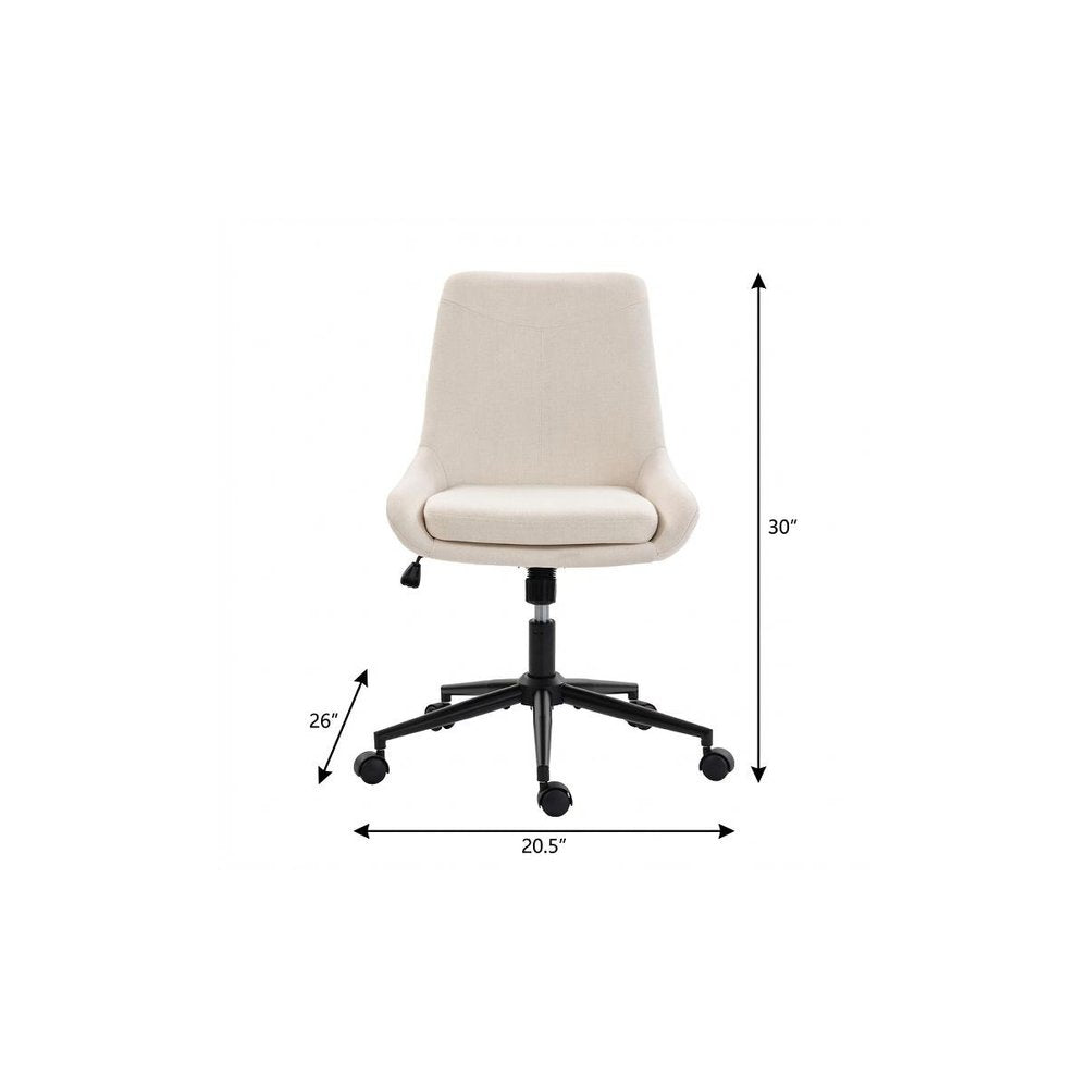 Beige and Black Adjustable Height Swivel Rolling Office Chair