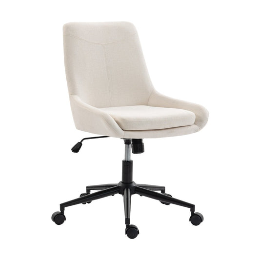 Beige and Black Adjustable Height Swivel Rolling Office Chair