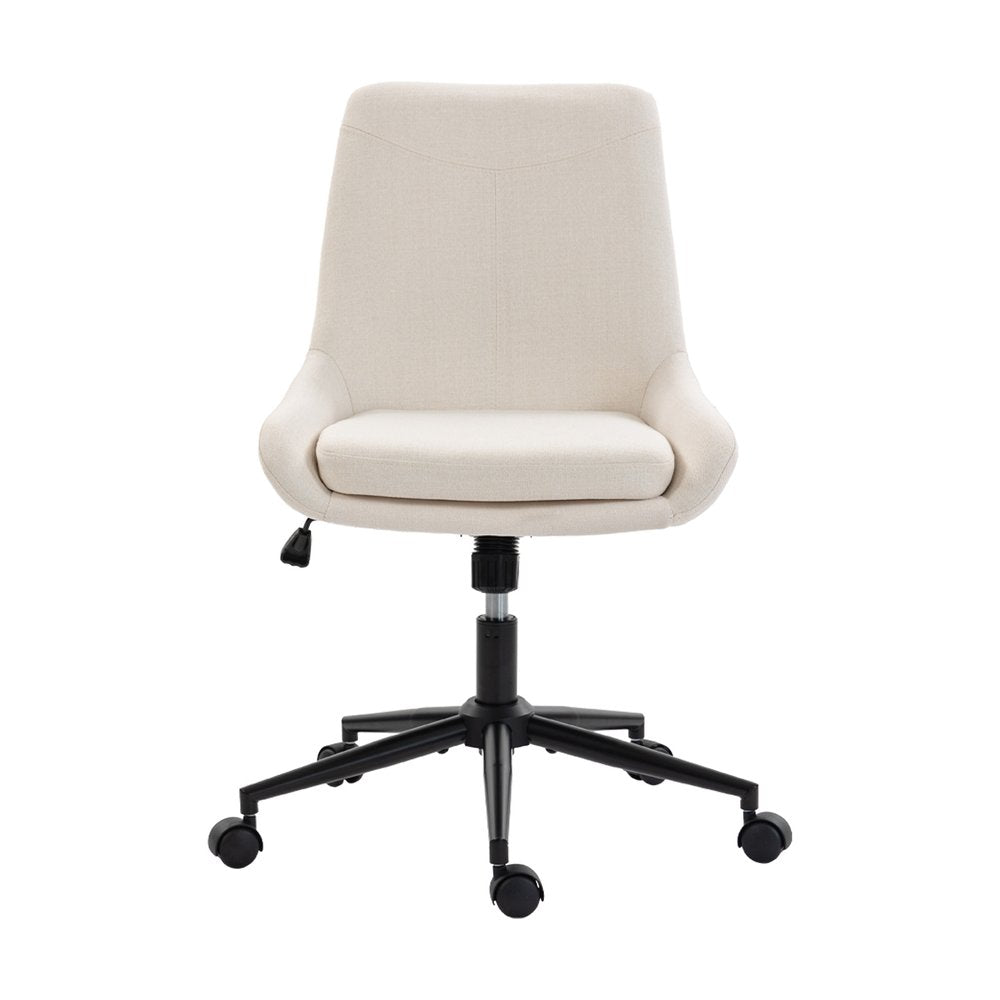 Beige and Black Adjustable Height Swivel Rolling Office Chair