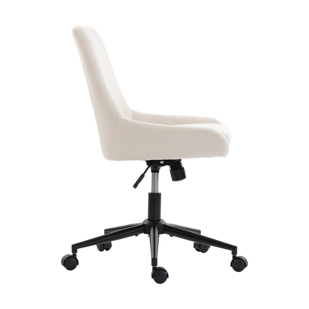 Beige and Black Adjustable Height Swivel Rolling Office Chair