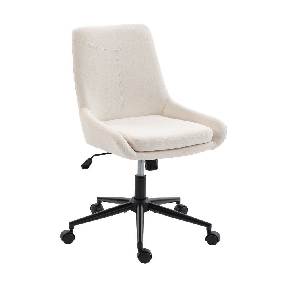Beige and Black Adjustable Height Swivel Rolling Office Chair