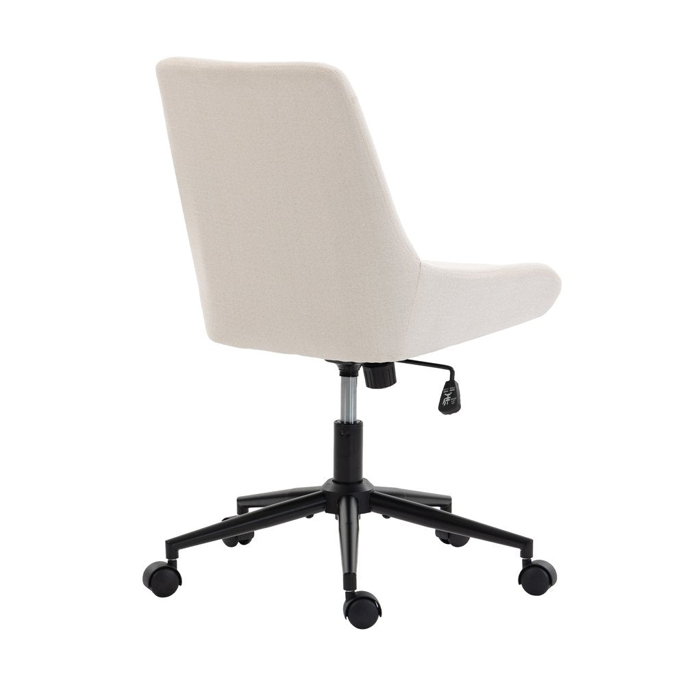 Beige and Black Adjustable Height Swivel Rolling Office Chair
